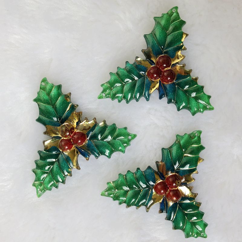 Embellishment Glue Craft - 8 Stuks 40X41Mm Hars Kerst Bladeren