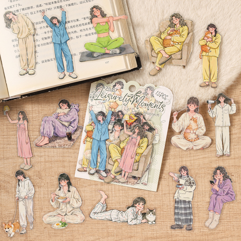 Embellishments For Scrapbooking - 15 stuks elegante dame karakter stickerpakket